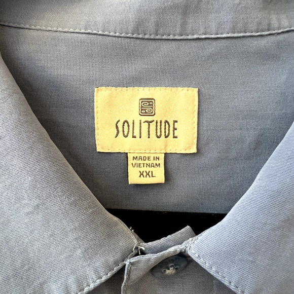 SOLITUDE Men's Blue Button Front Casual Shirt Modal Rayon Soft Lightweight XXL - Picture 3 of 7